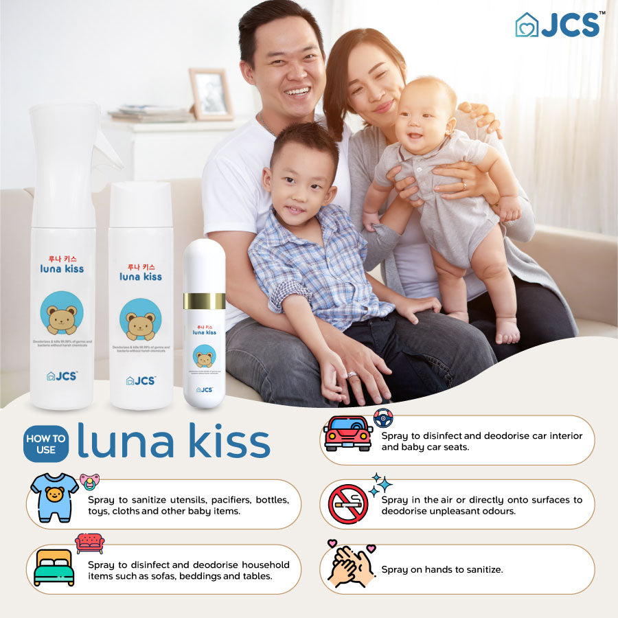 Luna Kiss- sanitinizer and deodorizer spray (bottle) for baby wash hand wash handwash toys furnitures utensils pacifiers baby carriers bed body wash hand soap